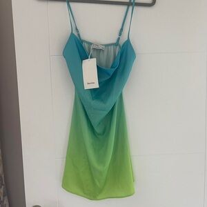Bershka Teal and Lime Gradient Dress